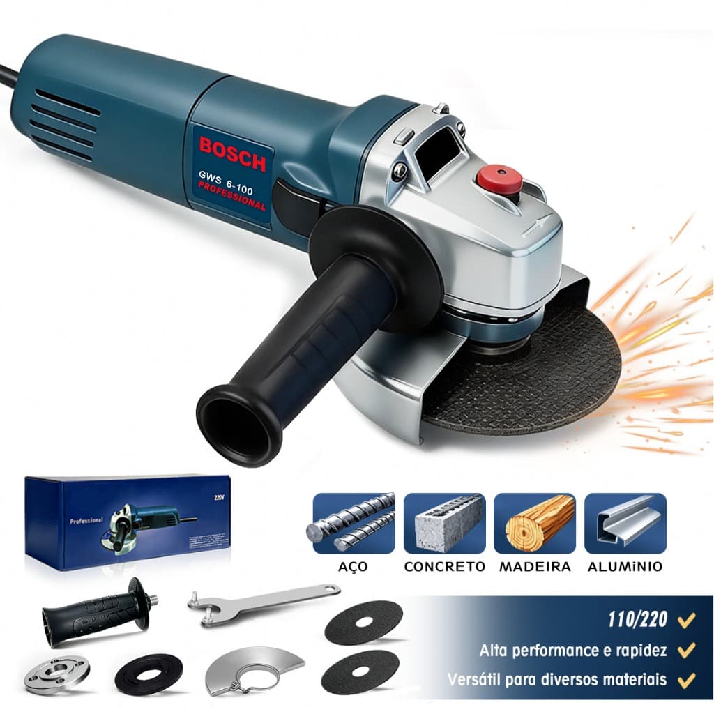 Esmerilhadeira Lixadeira Angular 1000W BOSCH Profissional Lixadeira Elétrica Serra Elétrica Angular
