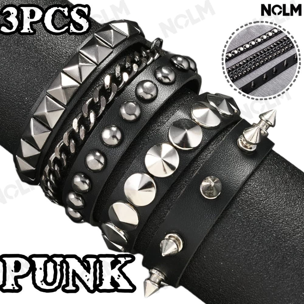 Moda Estilo Punk Gótico Rock Pulseira De Couro PU Festa Exclusiva Presente De Natal De Halloween ROCK PUNK