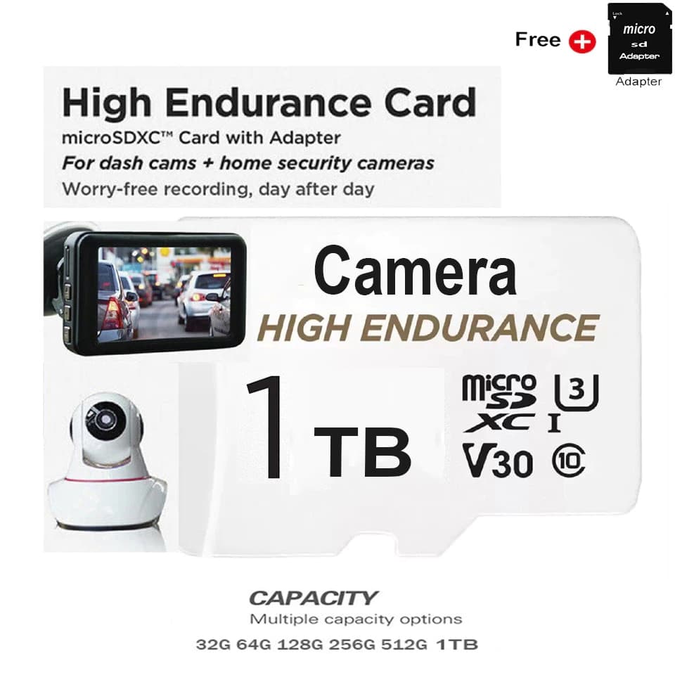 Monitoramento De Vídeo De Resistência 32GB 64GB 128GB 256GB 512GB 1TB Micro Memória SD TF Cartão SDHC/SDXC Class10 Para