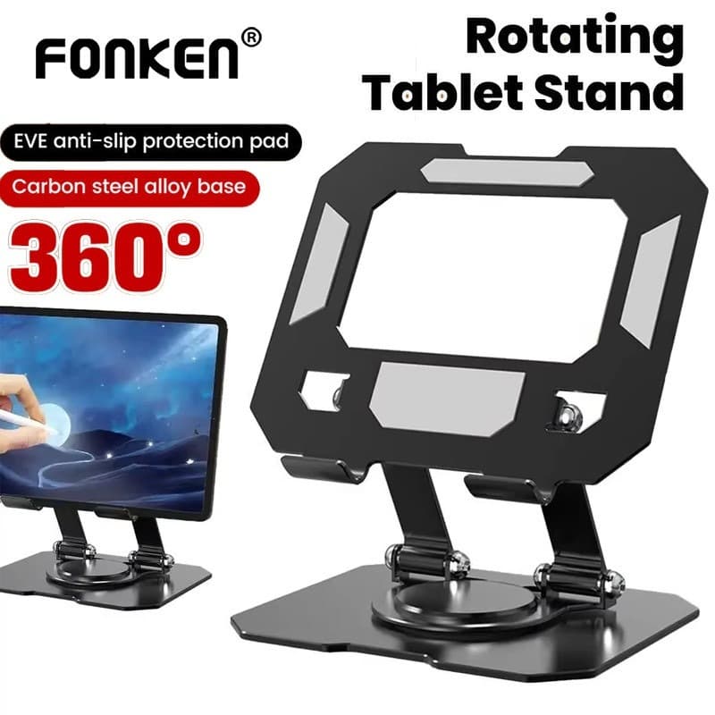 Suporte Tablet e Celular Metálico Rotativo de Alumínio Resistente Elegante e Totalmente Ajustável