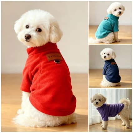 Roupa para Cachorro Polar com Argola, Casaco Quente para Cães Pequenos e Médios, Blusa Macia para Frio e Inverno