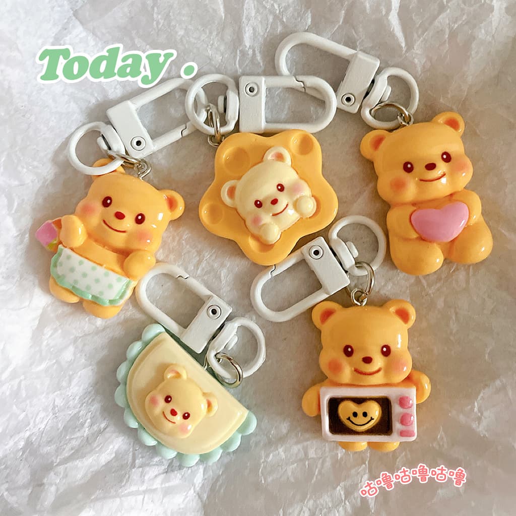 Novo Bonito Manteiga Urso Chaveiro Kawaii Dos Desenhos Animados Mochila Charme Saco Pingente Acessórios Estudante BFF Am