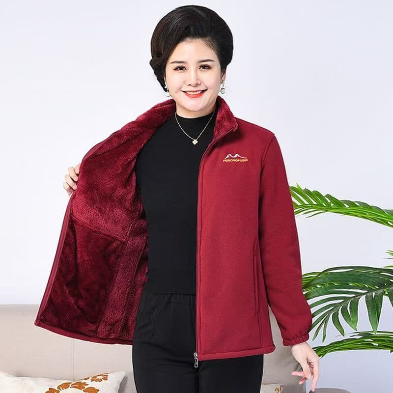 Comércio exterior de meia-idade idosos feminino outono inverno engrossado velo jaqueta feminina velo quente moletom solt