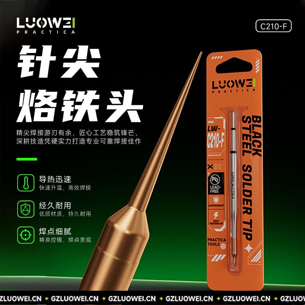 LUOWEI LW-C210-F linha voadora de precisão dedicada ponta de ferro de solda c210 ponta ultrafina ponta de cobre puro pla