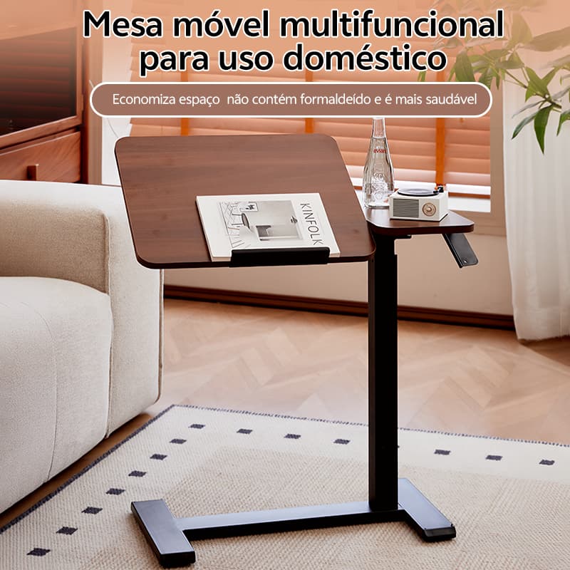 Mesa Multifuncional Com RodíZios E Altura AjustáVel – Ideal Para Notebook Café Leitura Ou Escrivaninha