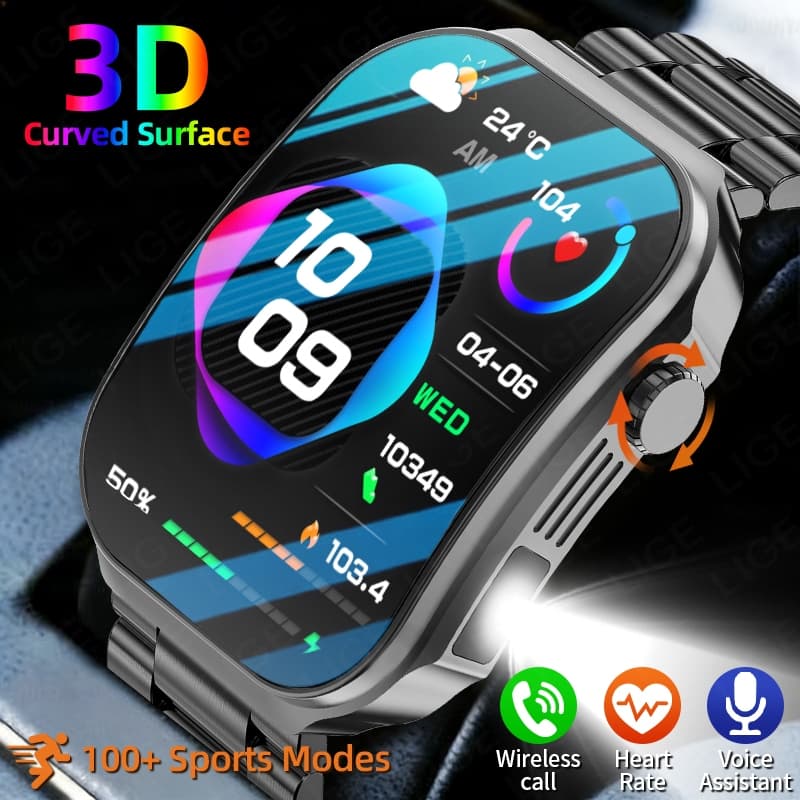 LIGE Smart Watch LED Light Health Monitor Smartwatch Sports Fitness