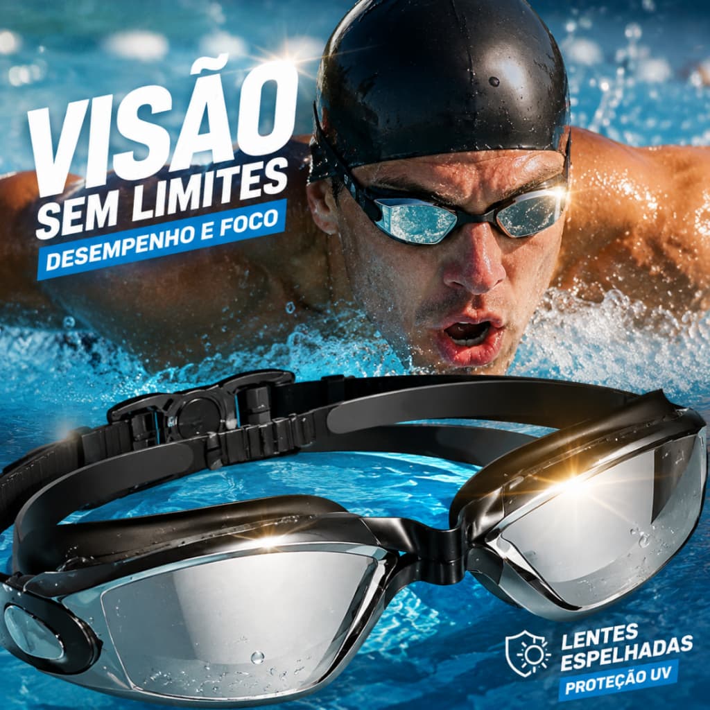 Óculos De Natação Profissional Anti-Embaçamento Com Protetor De Ouvido Óculos de Mergulho Para Piscina Mar