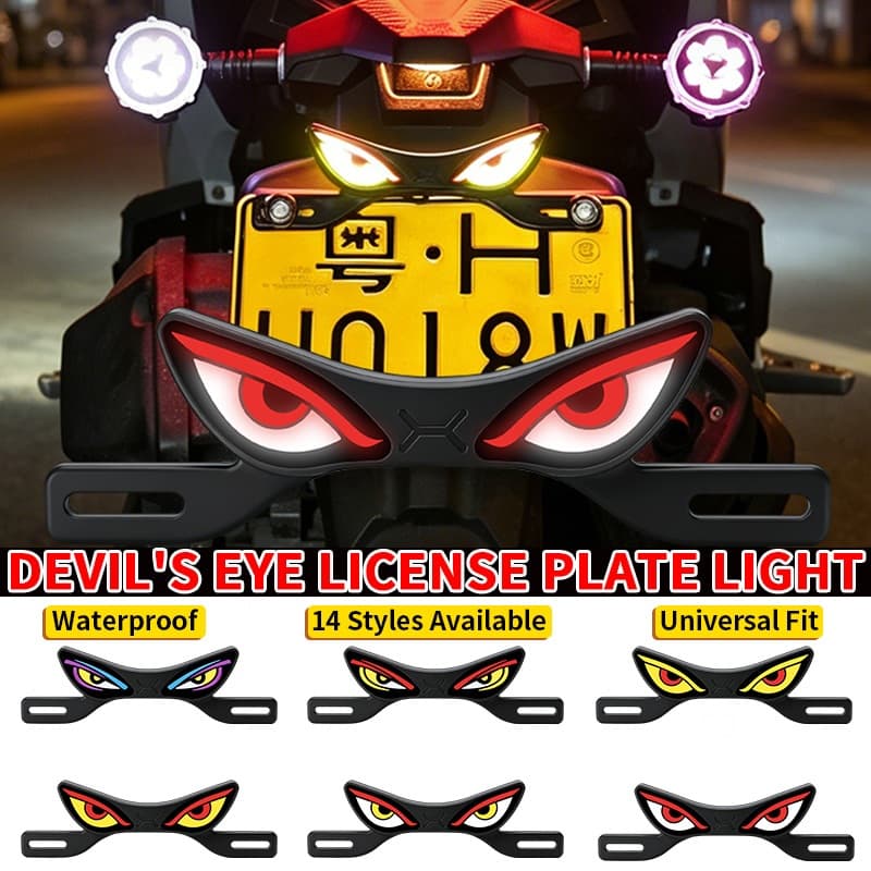 Luz Da Placa De Licença Do Olho Diabo Motocicleta LED Universal À Prova Dwaterproof Água Decorativa Lâmpada Traseira