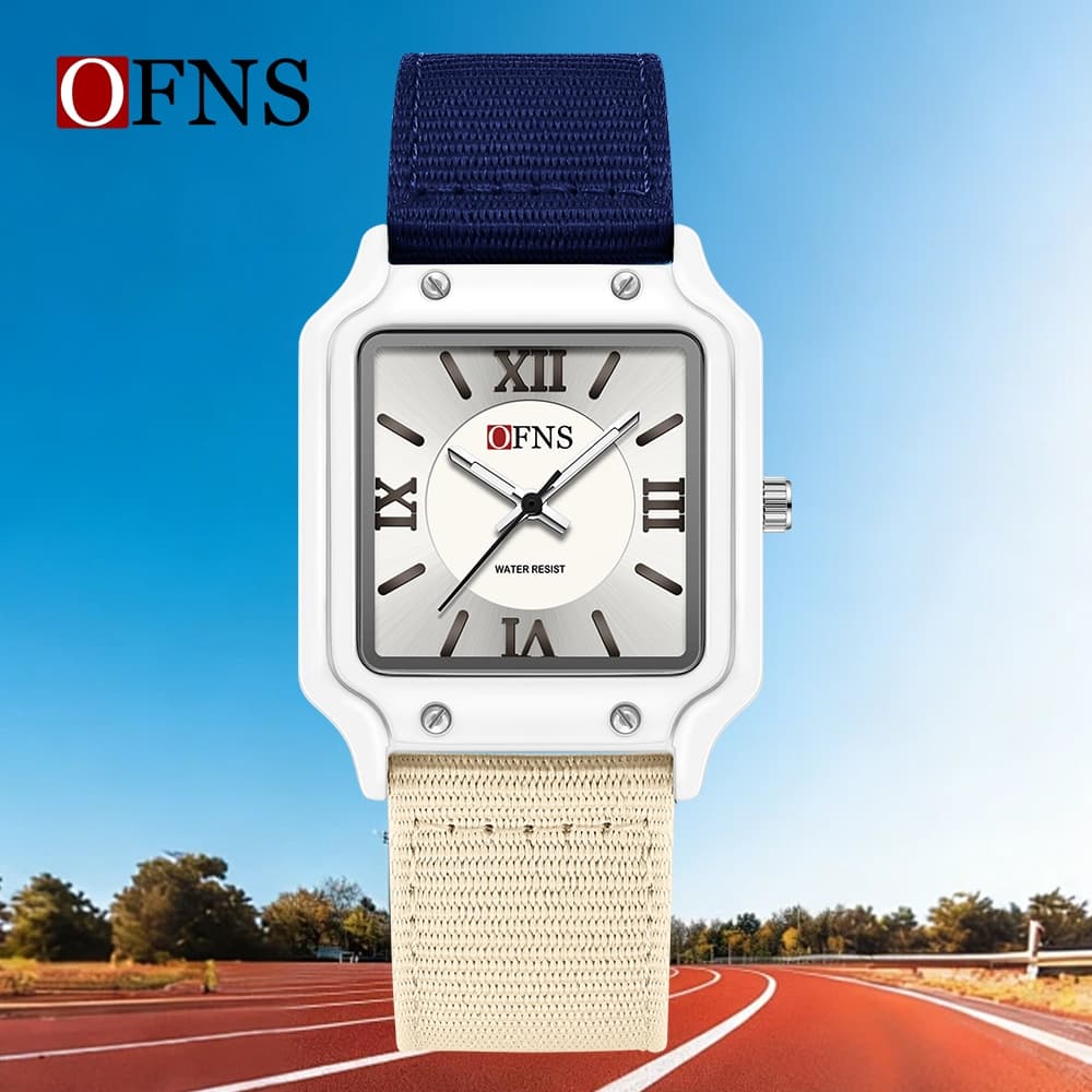 OFNS 7501 Relógio Feminino De Quartzo Fashion Criativo Mostrador Quadrado À Prova D'água De Escala Romana-2