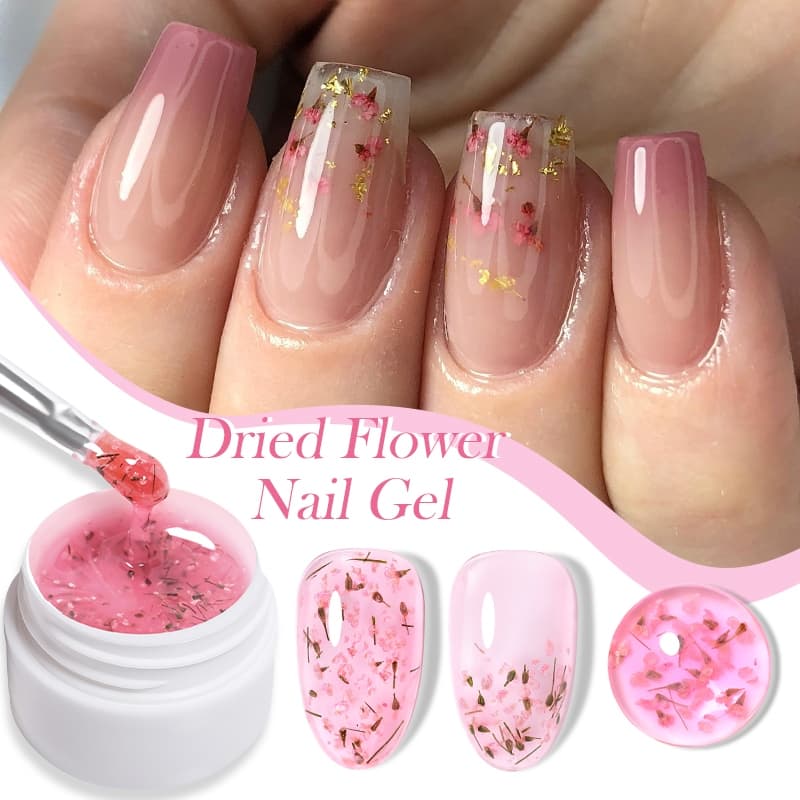 LILY'CUTE Unhas Gel Flor Seca Unha Polonês Rosa Roxo Azul Verão Pintura Da Arte Do Prego UV LED Vernizes