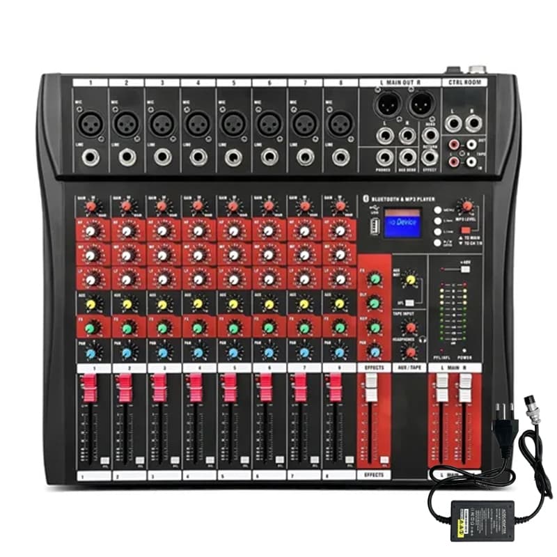 Sistema de 8 canais Bluetooth USB Mixer MP3 Player Digital