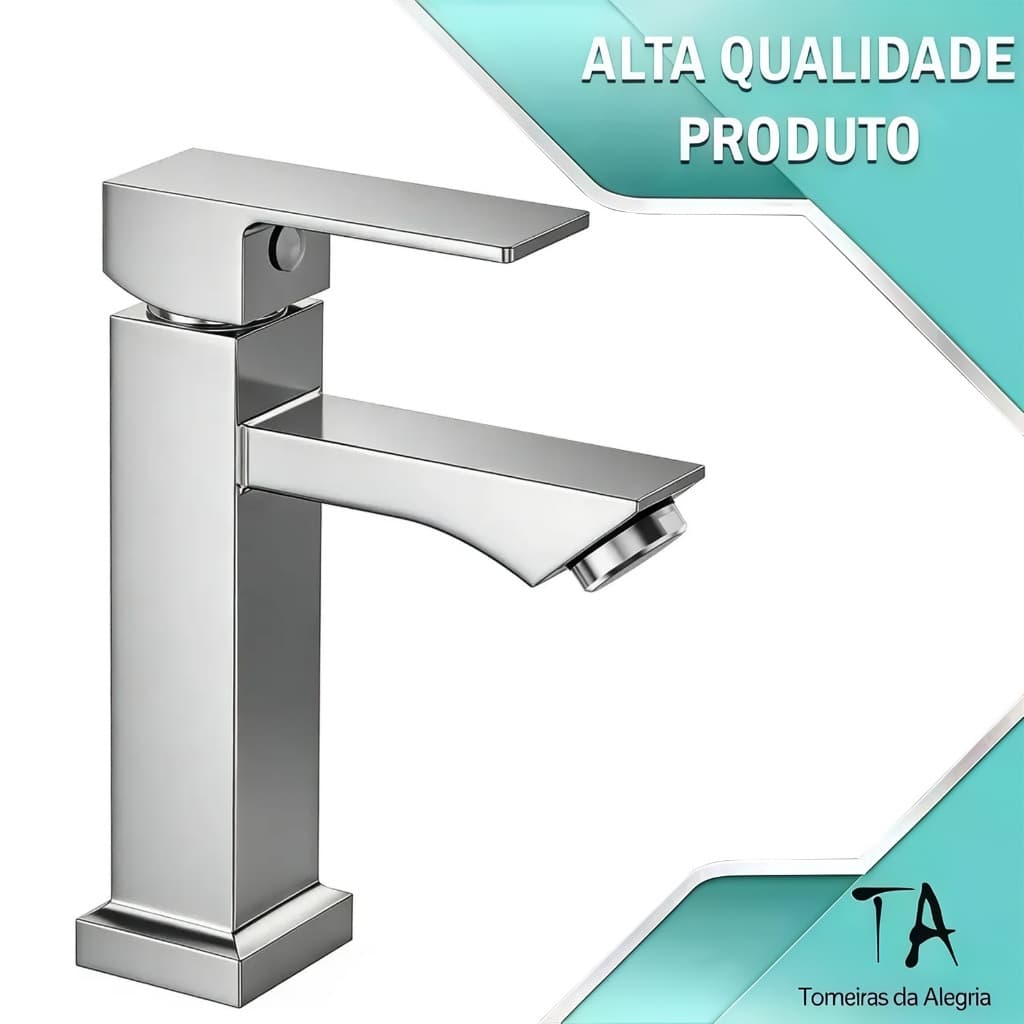 Torneira de Banheiro Quadrada Material Metálico Estilo Moderno Luxuoso com Várias Cores
