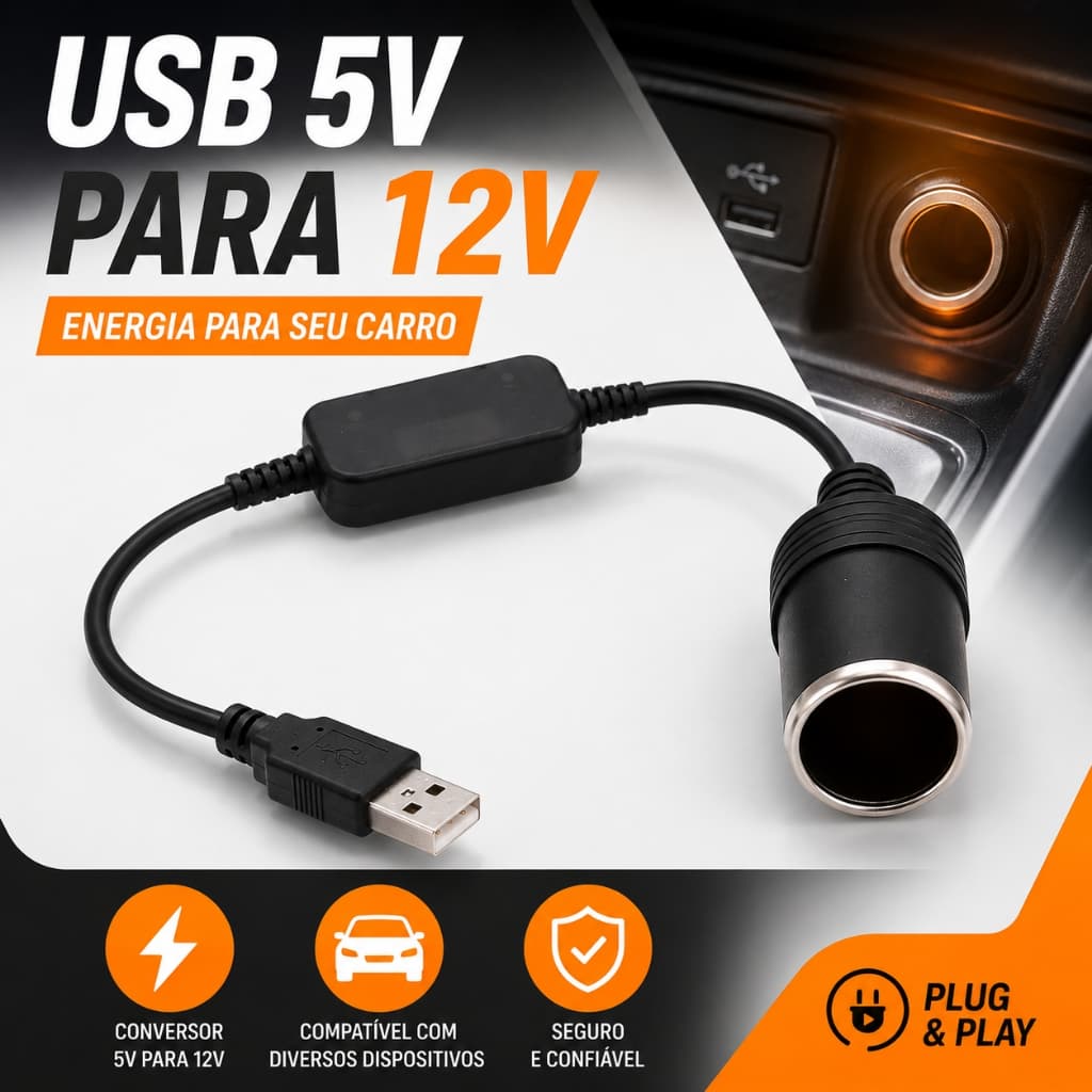 2 Pcs Adaptador De Acendedor De Cigarro USB Para Carro, Cabo Adaptador De Alimentação De 5 V Para 12 V