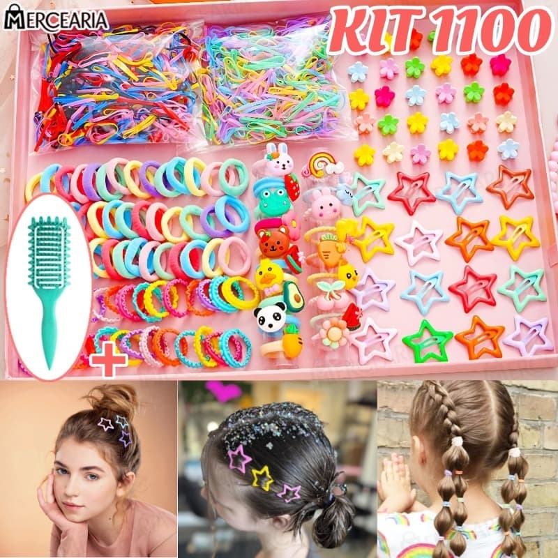 Conjunto De Acessórios Para Cabelo De Desenho Animado De 1100 Peças / Clipes BB Coreanos Acessórios de cabelo infantis