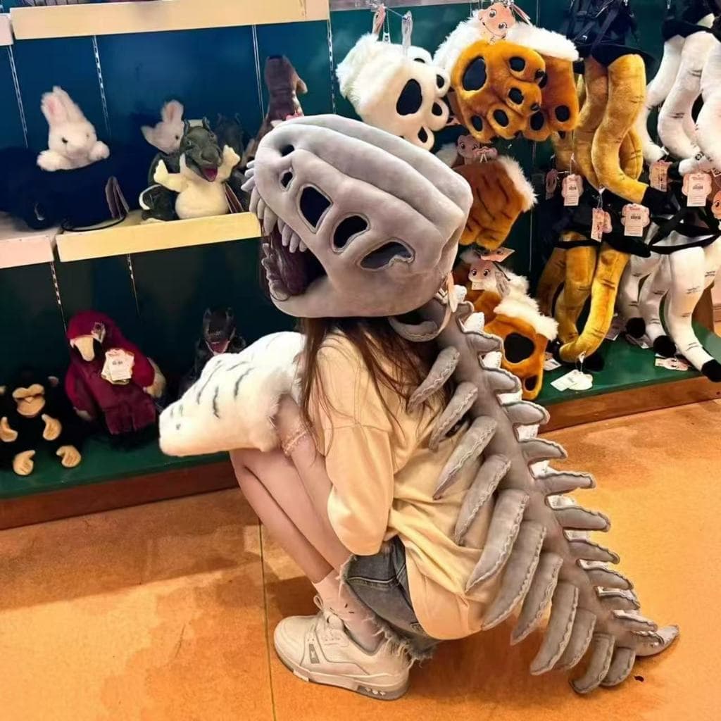 Dinosaur Skeleton Bandana Plush Costume Cosplay Gift for Kids