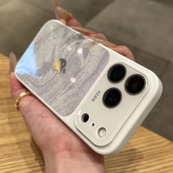 Capa De Lente De Cristal Ondulado De Água Em Pó Brilhante Para iPhone 17 16 15 14 13 ProMax Traseira De Proteção Antider