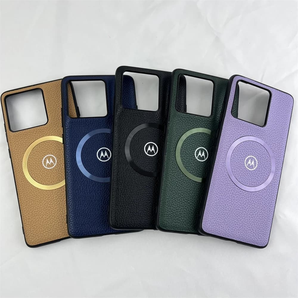 Capa Magnética De Couro Com Textura De Lichia Para Motorola Edge 40 Neo 50 60 70 Pro 60S Fusion G56 G86 Carga Sem Fio