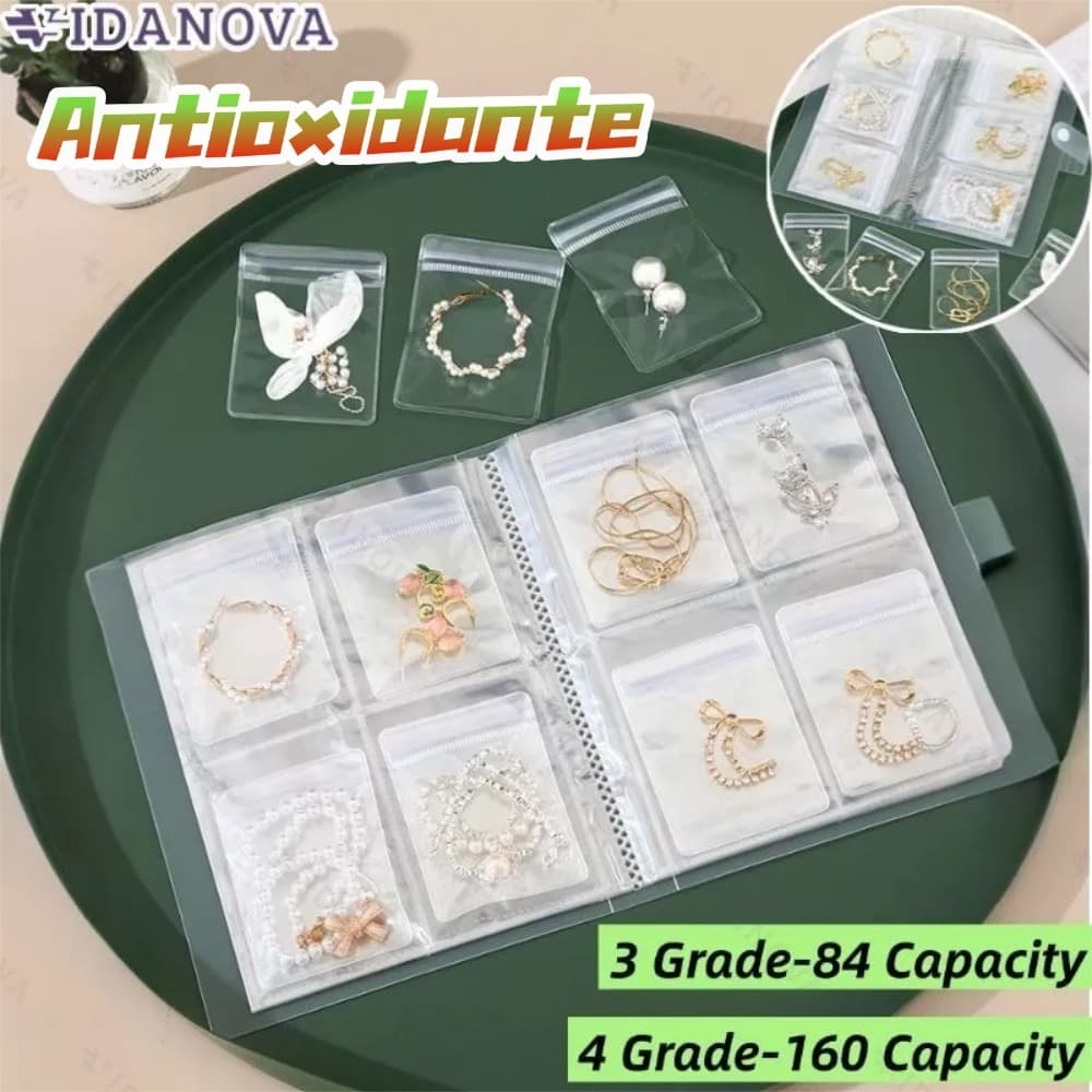 84/160 Sacos antioxidantes transparentes para álbum de joias, para colares, anéis, fotos e cartões-VN