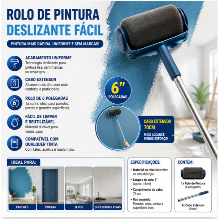 Rolo de pintura mágica, tanque de combustível resistente a arranhões de 500ml + cabo de 72 cm