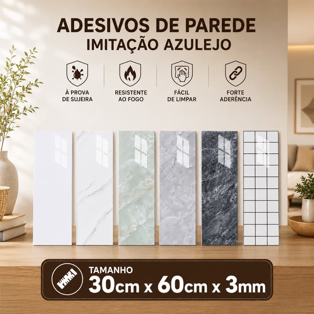 5/10/20PC Conjunto De Adesivos De Parede Laváveis Em Relevo De Mármore 3D 30cm X 60 cm