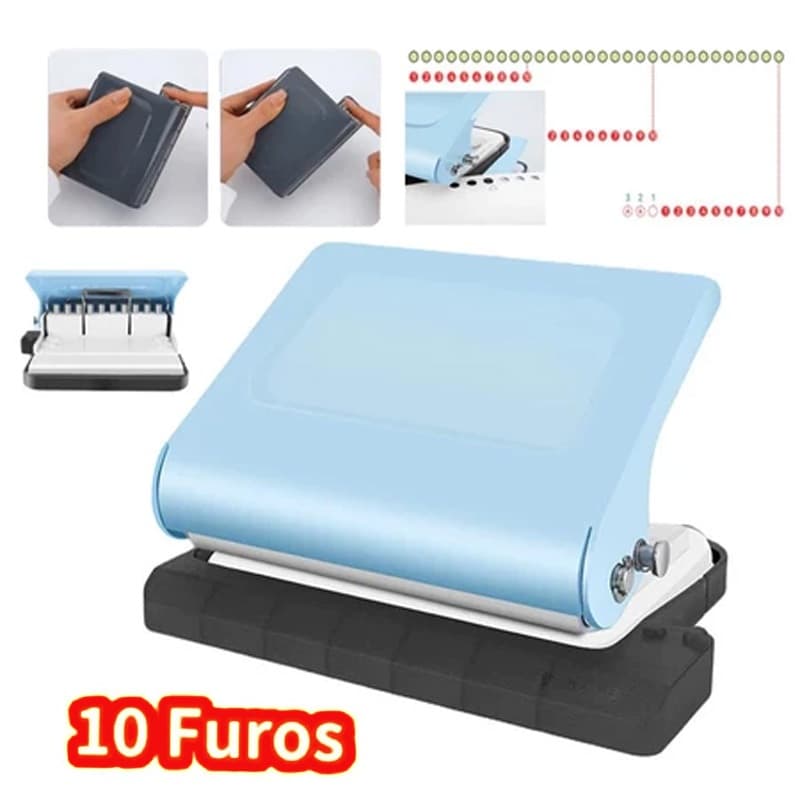 Perfurador Manual pode perfurar dez furos portátil Universal adequado para arquivos de papel