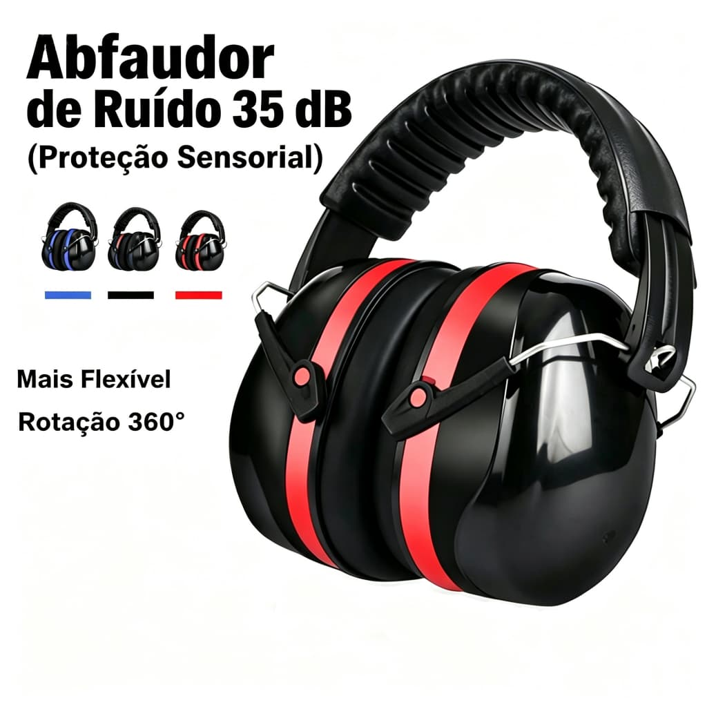 Abafador de Ruído 35 dB Ajustável Confortável para Autista - Proteção Sensorial para Sono e Estudo