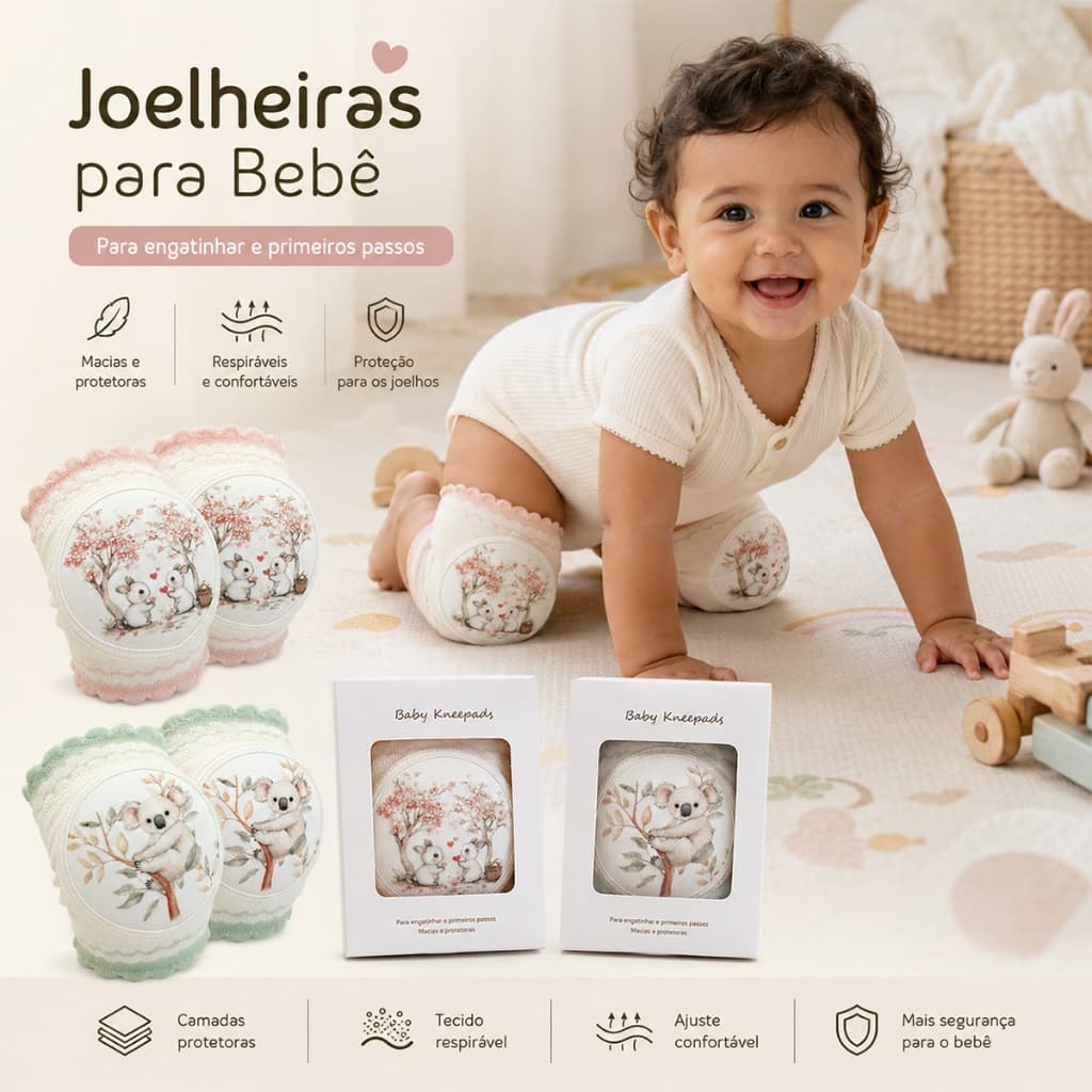 Joelheiras Para Bebês Com Estampa Fofa , Protetores De Engatinhar Crianças Pequenas , Macias E Respiráveis , Adequadas A