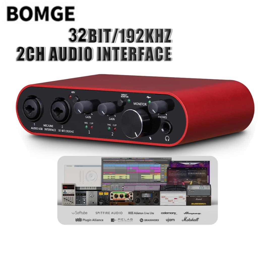 Interface De Áudio USB BOMGE 22sxlr/48V Phantom Power , Alta Fidelidade De 24 Bits/192 Khz , Para Mixagem De Estúdio Gui