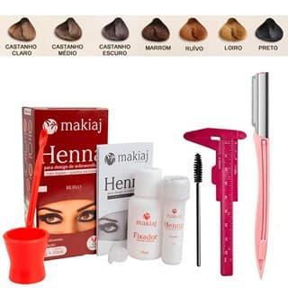 Henna Sobrancelha Profissional Kit Completo com Régua e Espátula | Alta Fixação, Não Borra