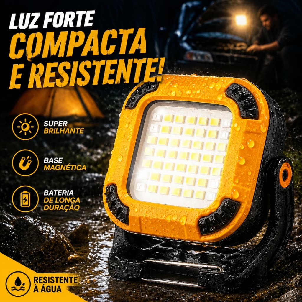 Lanterna Lampião Refletor Lâmpada Led Camping Luz Trabalho Portátil Magnética Mecânico Elétrico Bateria Recarregável