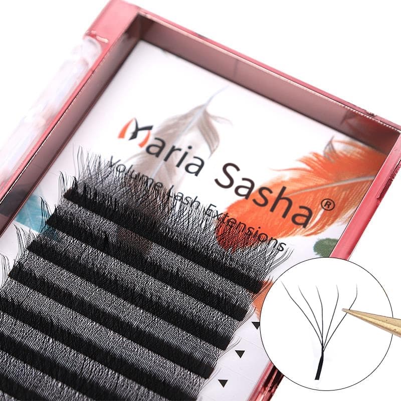 Maria 5D W M Curl UC/UD Cílios Fácil LU Ventilador Extensões De Atacado Volume Pré-Fabricado Estilo W Natural Macio