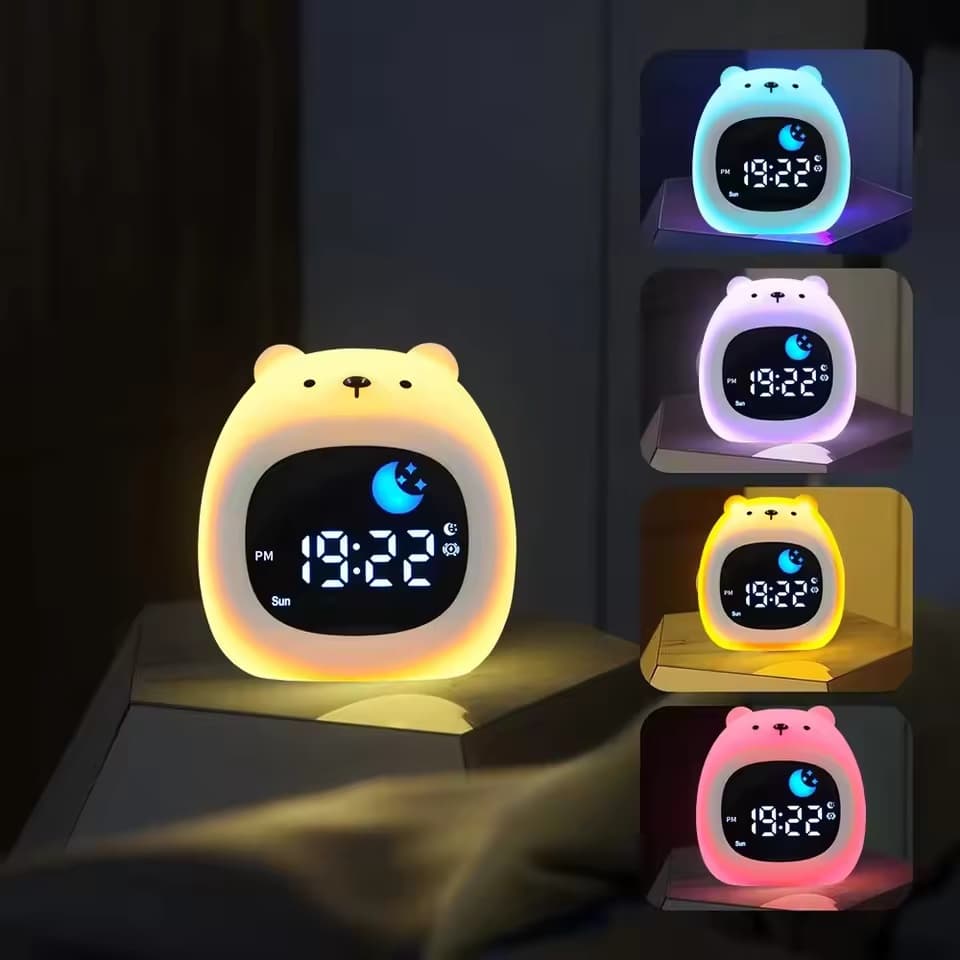 Despertador Para Crianças Em Formato De Cachorrinho , Relógio De Treinamento Dormir , Luz Noturna Fofa Com Toque Quarto