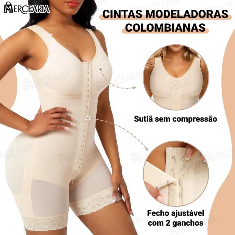 Cinta Modeladora Feminina body shape macaquinho de corpo Cirurgia Plástica De perninha Com abertura-MC