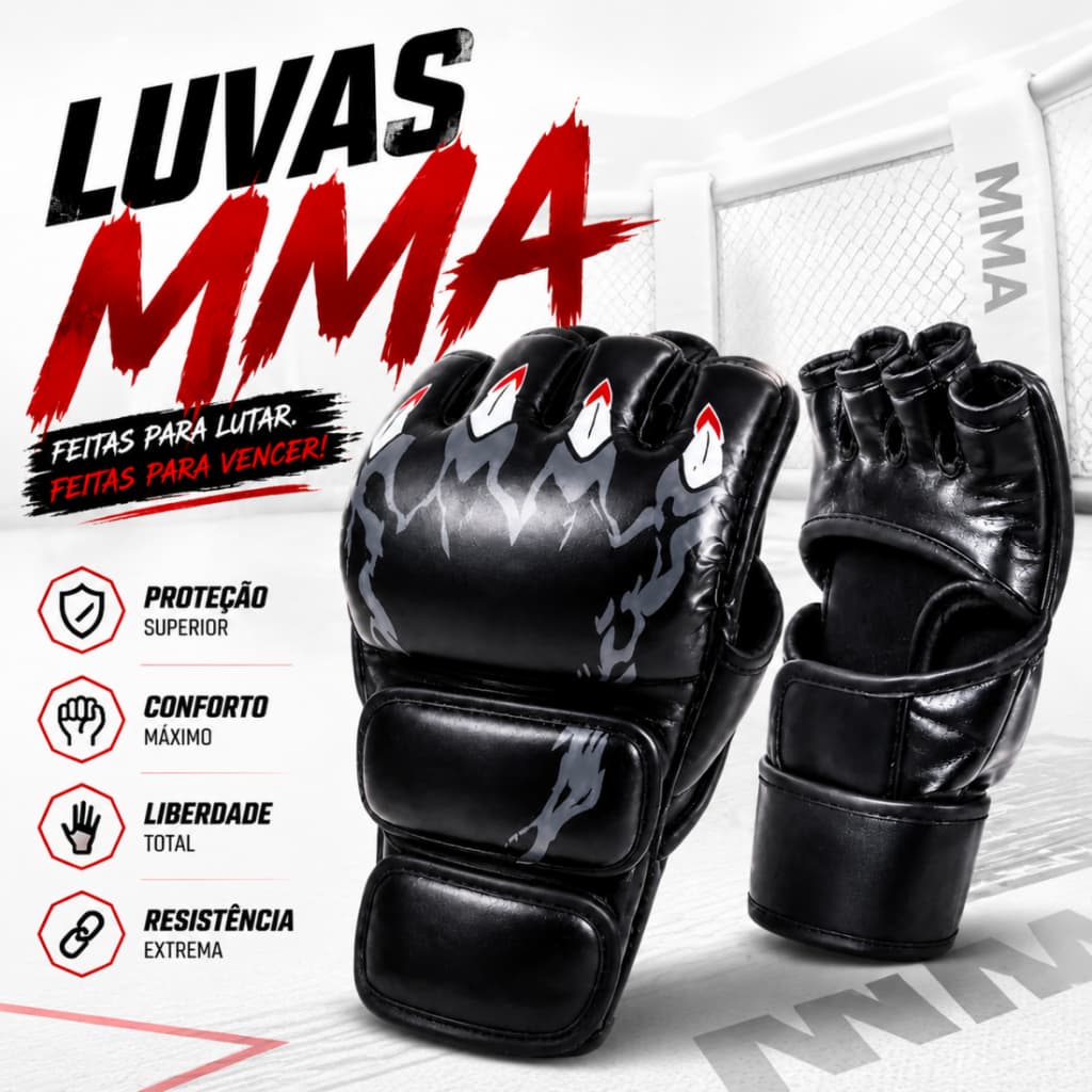 Luva Mma Profissional Meio Dedo Boxe Muay Thai Treino Sparring Equipamento De Treinamento Luta
