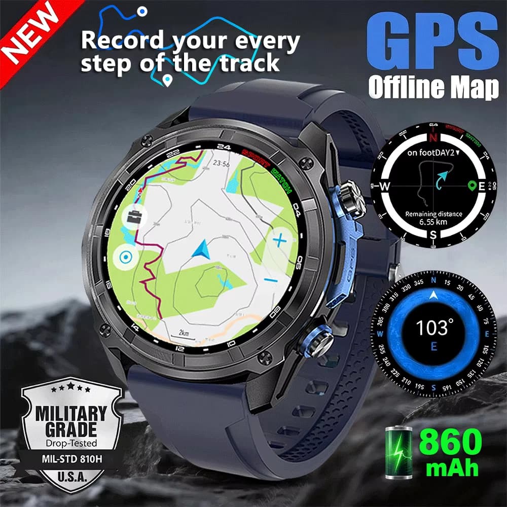 DT G1 GPS Relógio Inteligente Esportes Ao Ar Livre Natação Relógios 4GB Memória Música Mapa BT Chamada Smartwatch