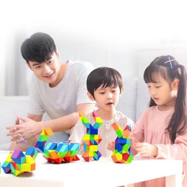 Variedade arco-íris régua mágica extensível Stitchable brinquedos educativos infantis 24 segmentos