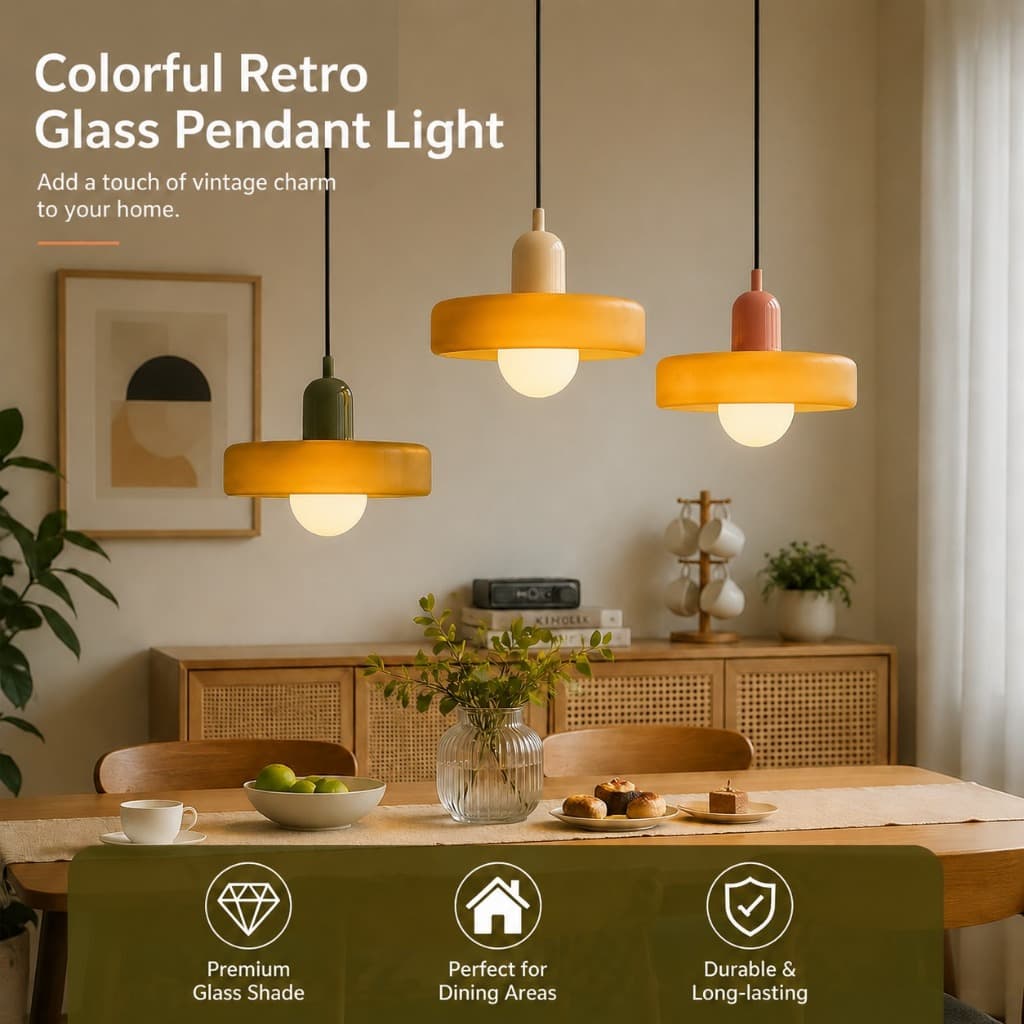 Luz Pendente Retrô De Vitral CZHLIFE , Lustre De Teto Para Sala De Jantar Estéticamente Moderno , Luminárias Decorativas