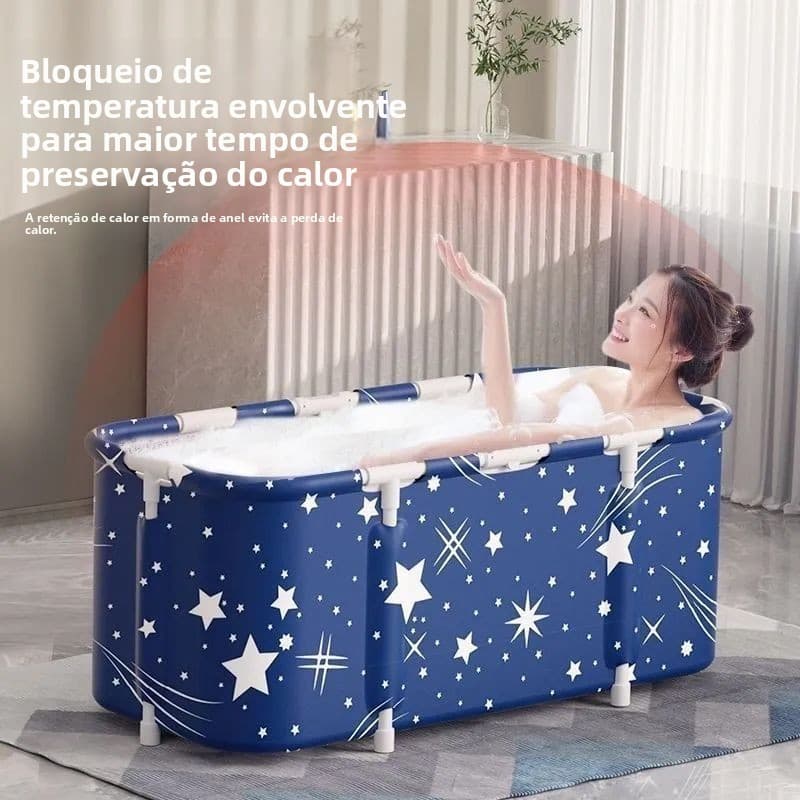 a Banheira Dobrável Quadrada Portátil É Feita De PVC E Mede 120x50x60 cm . Adequada Para Adultos Fornece Uma Experiência