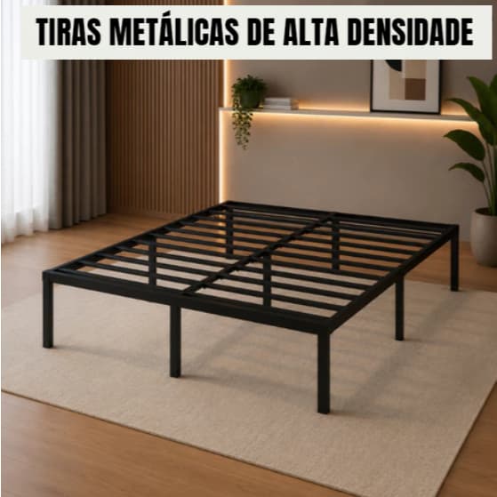 Estrutura De Cama MetáLica Para Casal/Solteiro – Com Suporte De Barras De AçO DobráVel E FáCil De Montar