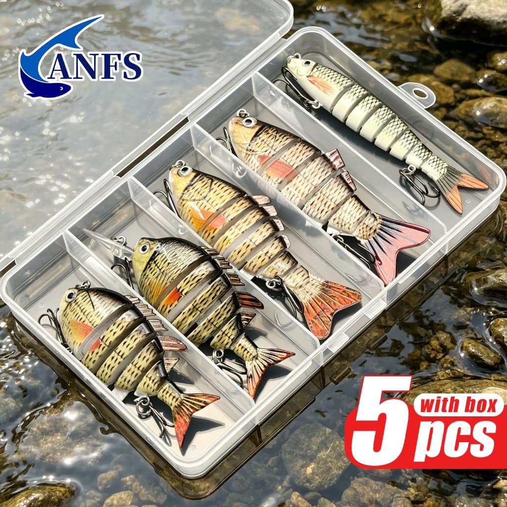 5 Peças Iscas De Pesca Multiarticuladas Design Variado Para Poleiro De Truta Robalo Kit De Isca Realista De Afundamento