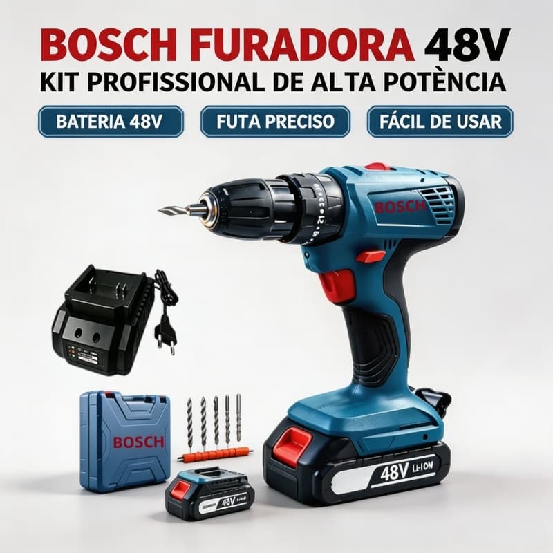 Parafusadeira Furadeira bosch 48V elétrico Parafusadeira 2 baterias Furadeira de Impacto bosch Original 100%