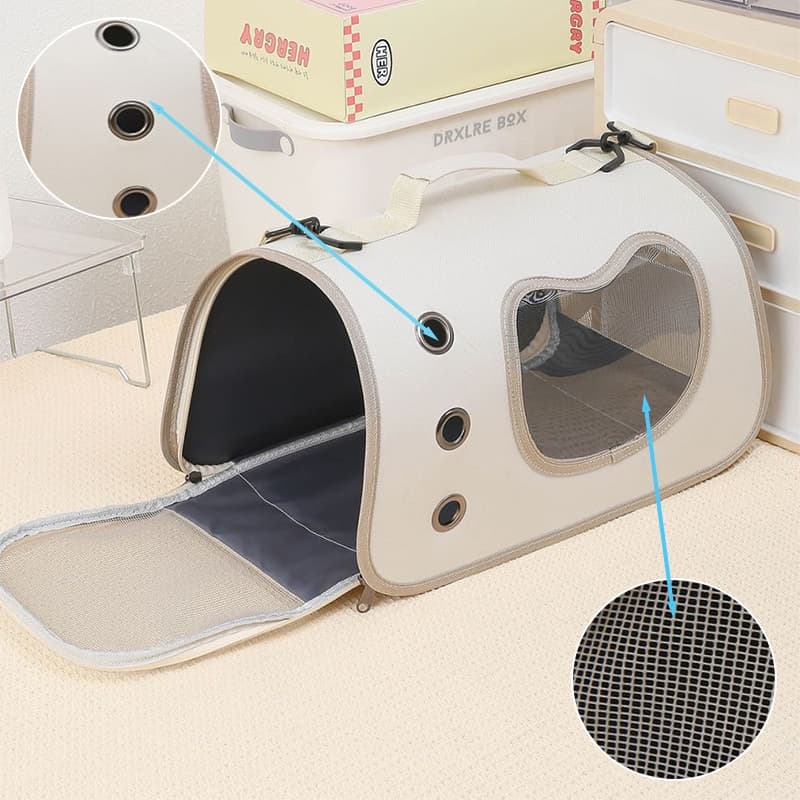 Bolsa/Colméia Portátil para Gato com Espaço Grande e Ventilação, Modelo Transversal e de Mão, para Saídas Afora
