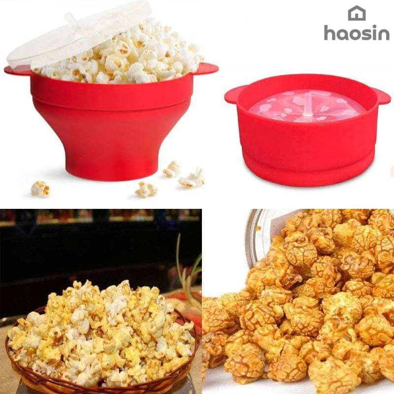 Pipoqueira Grande Para Micro-ondas Sem Óleo Balde Pipoca Silicone Redonda Com Tampa Livre BPA