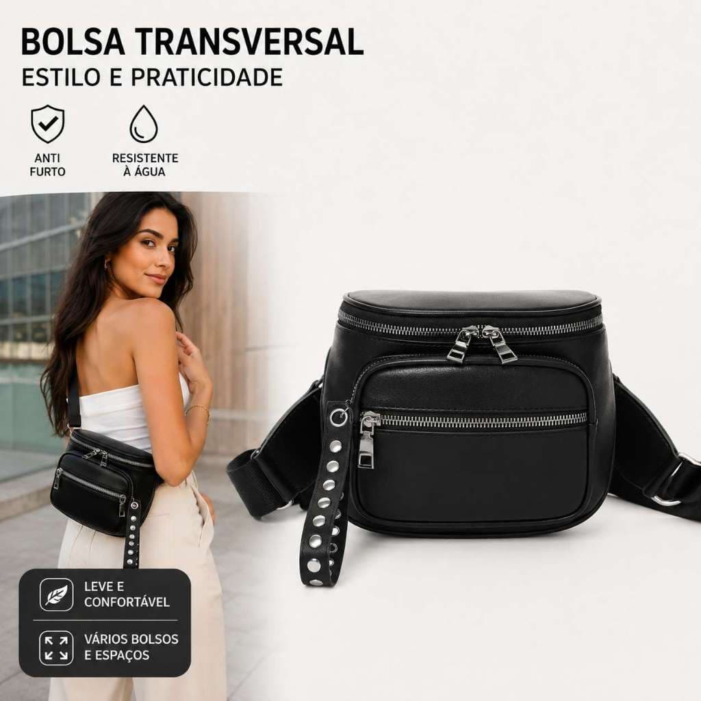 Bolsa Pochete Feminina Em Couro Pu Transversal Pochete Estilosa Moderna Blogueira Com Alça Textil