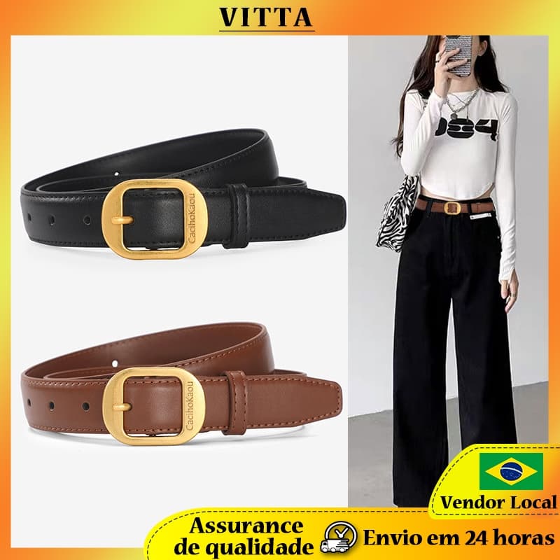 VITTA Novo Estilo Cinto Feminino All-Match Jeans Combinando com Amplo Couro Casual Moda Simples