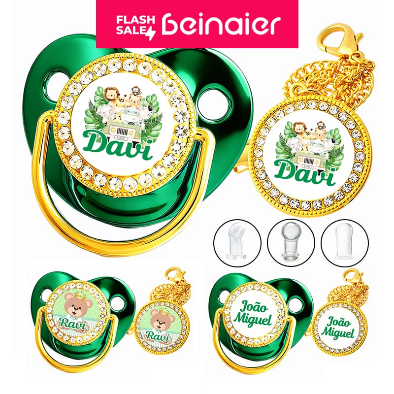 Chupeta para bebês com nome personalizado do bebê, chupeta de silicone BPA Free