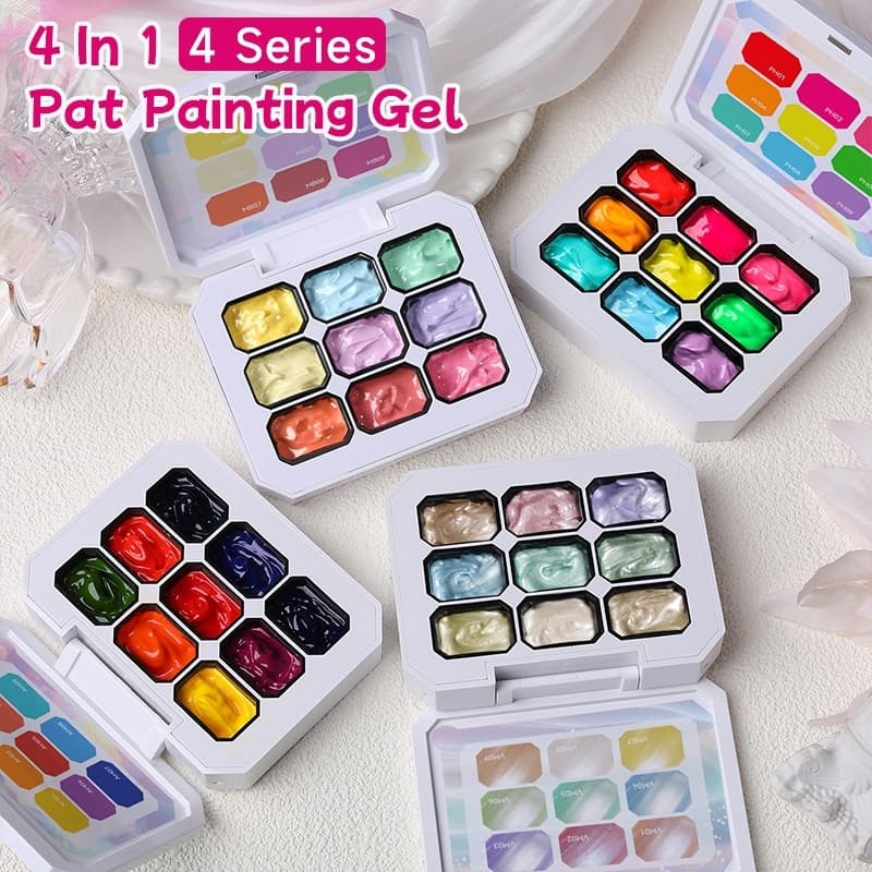 UR SUGAR 4 Em 1 9 Aurora Textura 3D Pintura Gel Paleta Para Nail Art Relief Design Gradiente Carimbo UV/LED Soak Off
