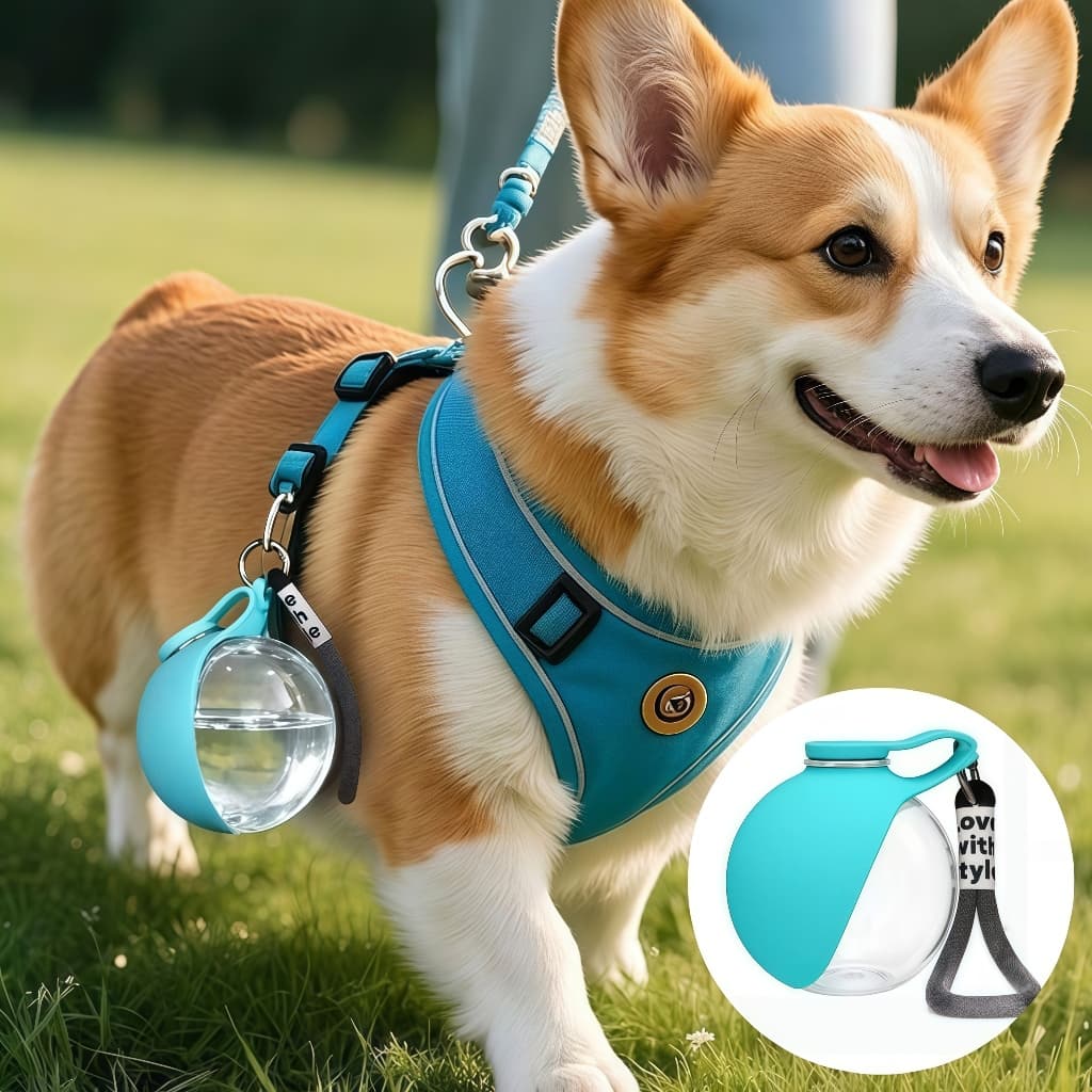 285ml Garrafa de Água Esférica Pets Portátil Antivazamento para Passeio com Gatos e Cães