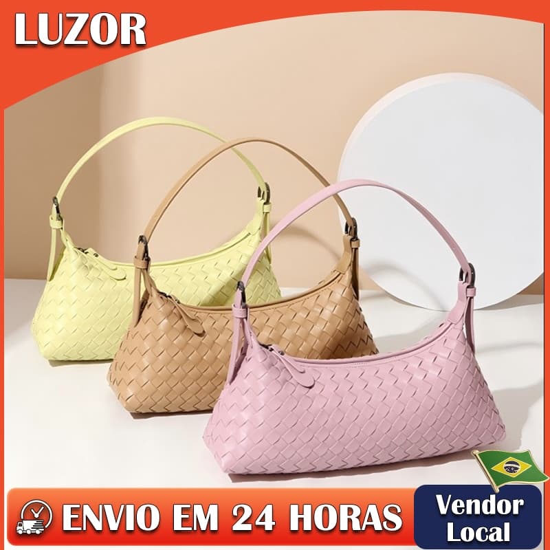 Bolsa feminina tecida à mão, bolsa mensageiro Fashion crescente, leve, luxuosa, combinada, bolsa de ombro, tecido femini