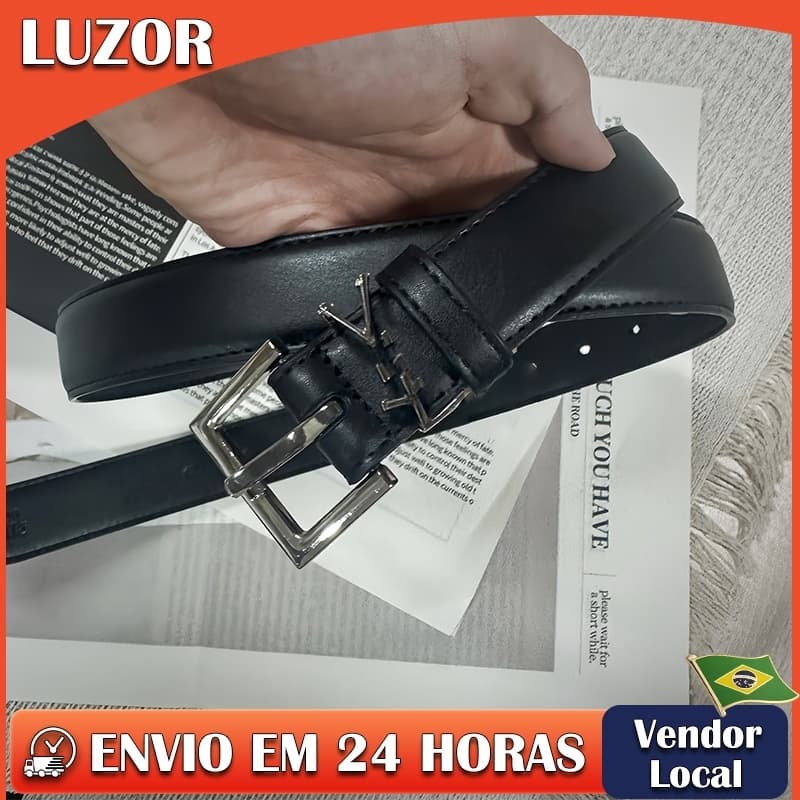Moda feminina couro genuíno All-Match Jeans calças cinto decorativo